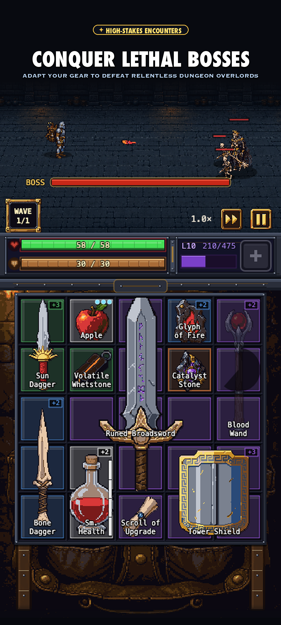 Skeleton King Boss Battle in Backpack Ascendancy