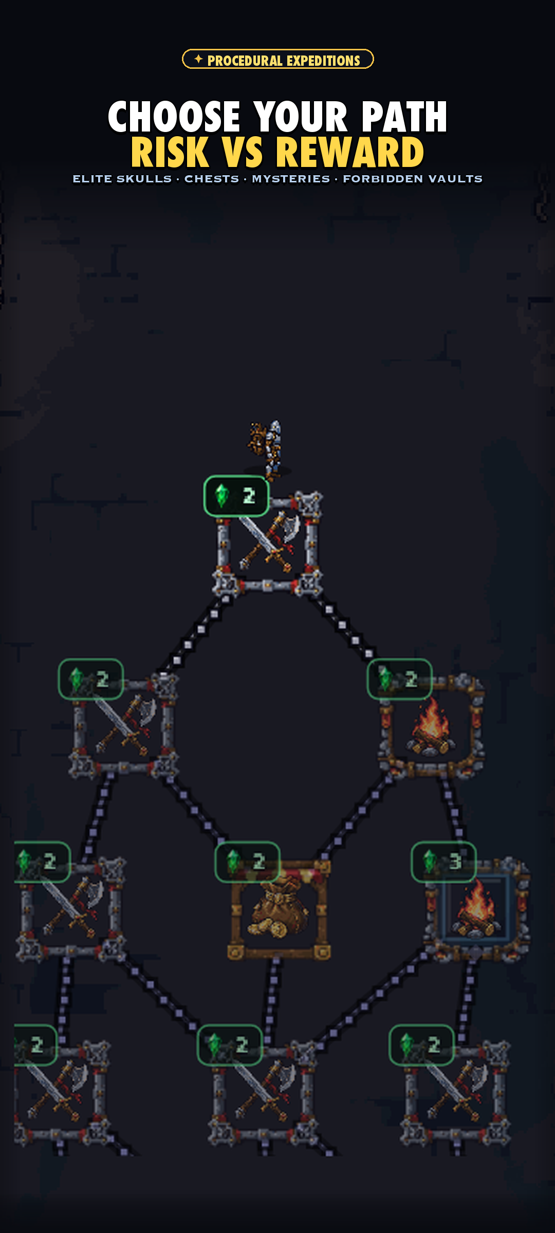 Branching Dungeon Map in Backpack Ascendancy